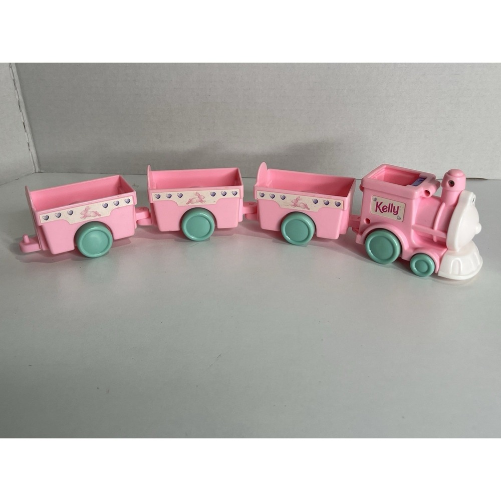 Vintage 90s Mattel Barbie Kelly Doll Pink Bunny Nursery Train with 3 Cars